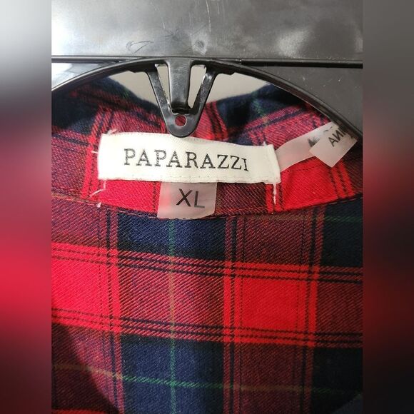 Paparazzi by Biz Embroidered Crushed Velvet Flannel Multi Media Tunic Top sz  XL - Picture 7 of 7